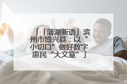 「蒲湖新语」滨州市博兴县：以“小切口”做好数字惠民“大文章”