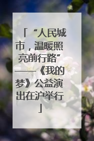 “人民城市，温暖照亮前行路”——《我的梦》公益演出在沪举行