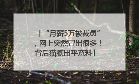 “月薪5万被裁员”，网上突然冒出很多！背后猫腻出乎意料