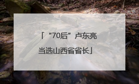 “70后”卢东亮当选山西省省长