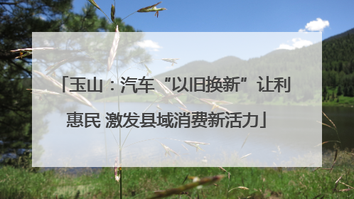 玉山：汽车“以旧换新”让利惠民 激发县域消费新活力