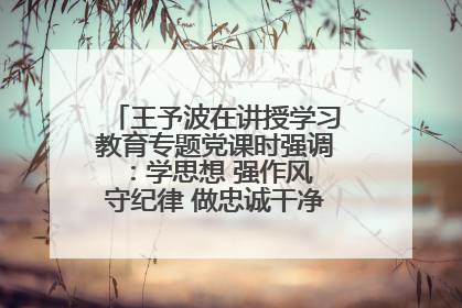 王予波在讲授学习教育专题党课时强调：学思想 强作风 守纪律 做忠诚干净担当的共产党员