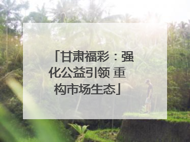 甘肃福彩：强化公益引领 重构市场生态