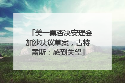 美一票否决安理会加沙决议草案，古特雷斯：感到失望