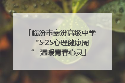 临汾市襄汾高级中学“5·25心理健康周” 温暖青春心灵