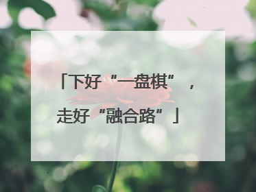 下好“一盘棋”，走好“融合路”