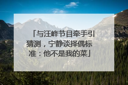与汪峰节目牵手引猜测，宁静谈择偶标准：他不是我的菜