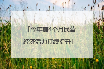 今年前4个月民营经济活力持续提升