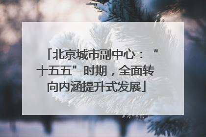 北京城市副中心：“十五五”时期，全面转向内涵提升式发展