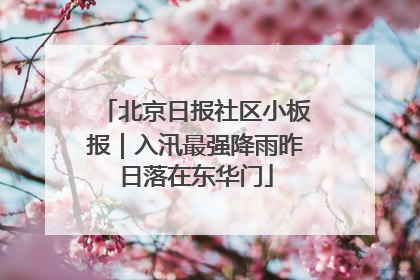 北京日报社区小板报｜入汛最强降雨昨日落在东华门