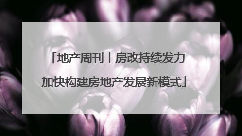 地产周刊丨房改持续发力 加快构建房地产发展新模式