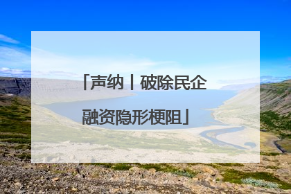 声纳丨破除民企融资隐形梗阻