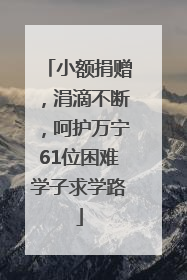 小额捐赠，涓滴不断，呵护万宁61位困难学子求学路