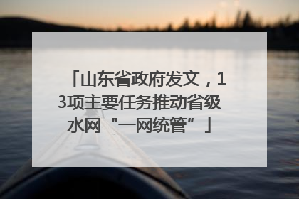 山东省政府发文，13项主要任务推动省级水网“一网统管”
