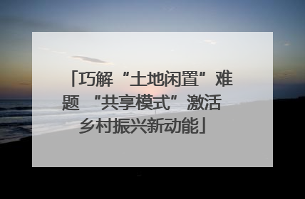 巧解“土地闲置”难题 “共享模式”激活乡村振兴新动能