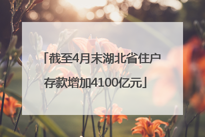 截至4月末湖北省住户存款增加4100亿元