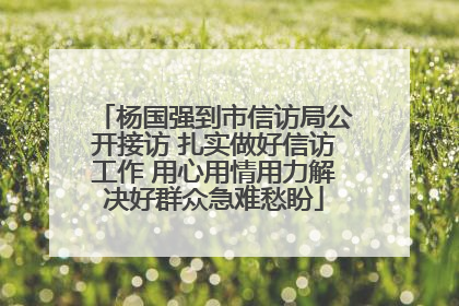杨国强到市信访局公开接访 扎实做好信访工作 用心用情用力解决好群众急难愁盼
