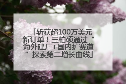 斩获超100万美元新订单！三柏硕通过“海外建厂+国内扩赛道”探索第二增长曲线