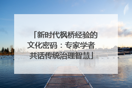 新时代枫桥经验的文化密码：专家学者共话传统治理智慧