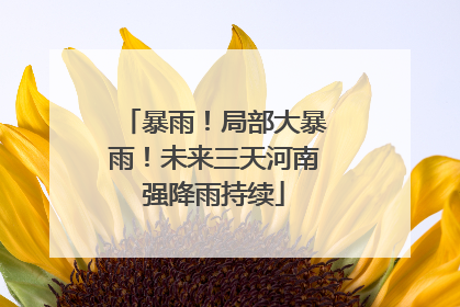 暴雨！局部大暴雨！未来三天河南强降雨持续