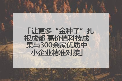 让更多“金种子”扎根成都 高价值科技成果与300余家优质中小企业精准对接