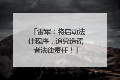 雷军：将启动法律程序，追究造谣者法律责任！