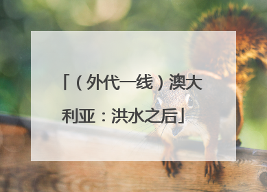 （外代一线）澳大利亚：洪水之后